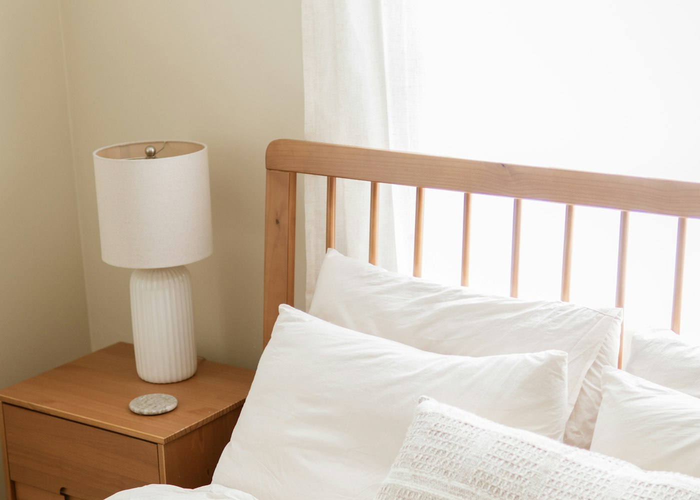A calm hotel bedroom